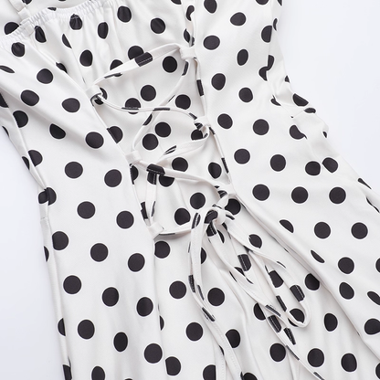 Cute Dot Pattern Sweetheart Spaghetti Strap Sheath Long Summer Dress Prom Dress Evening Dress HZ1024