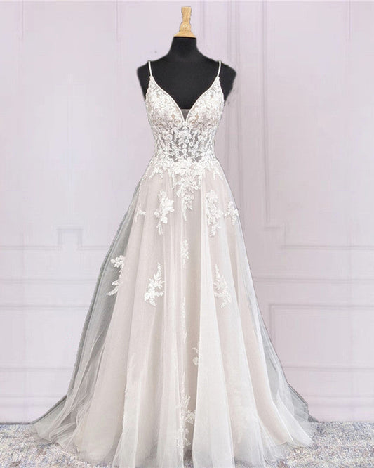 A-line Appliques Wedding Dresses