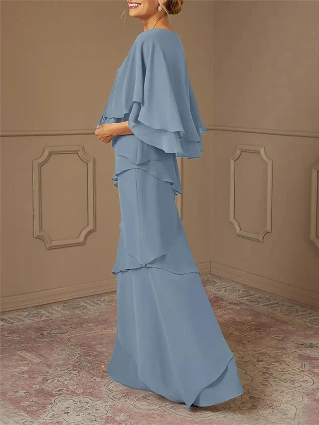 Slim fit/pillar V-neck mother of the bride dress