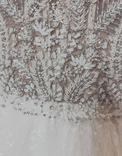Aimishang Wedding Dress A-Line Spaghetti Straps Court Train Tulle Glitter