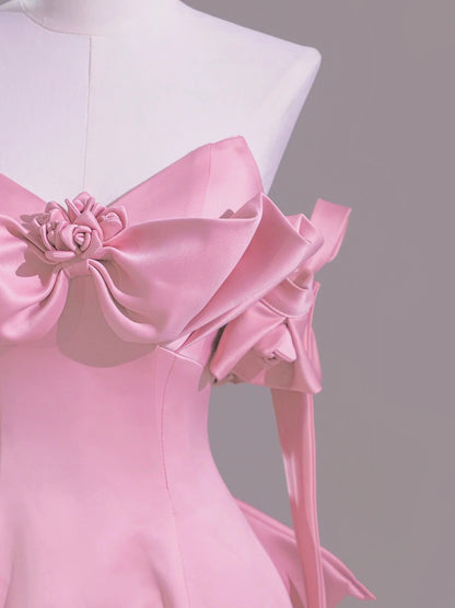 Sexy A Line Sweetheart Pink Satin Long Prom Dress Evening Dress Formal Dress SD1820