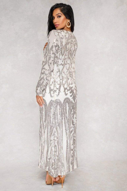 In Stock Women's Sequins Open Front Long Sleeve Club Cardigan for Evening Prom Jacket Coat