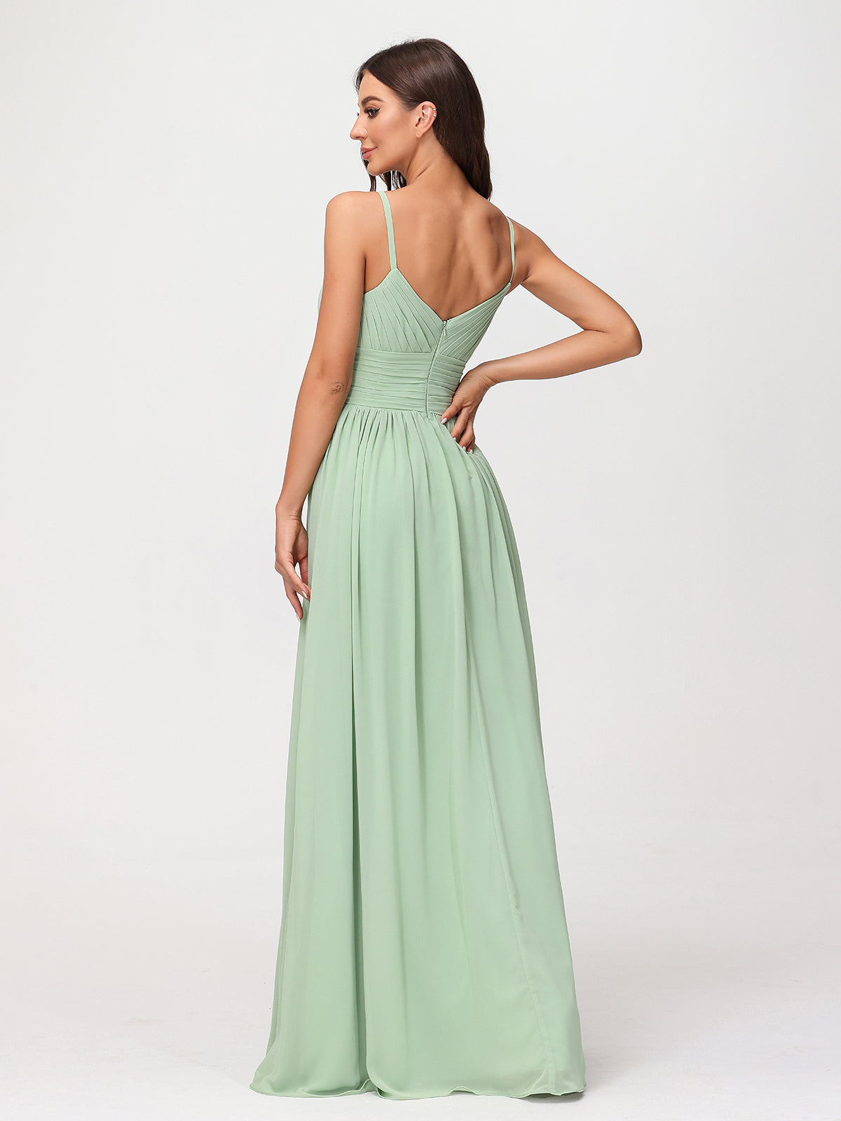 Spaghestti Strap Chiffon Maxi Gowns Dusty Sage