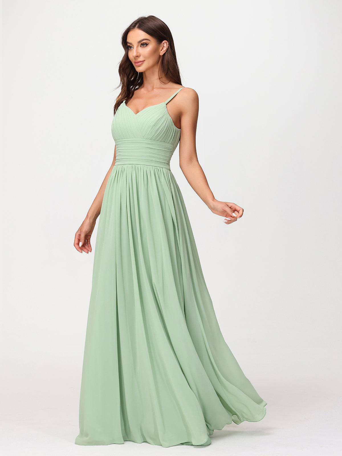 Spaghestti Strap Chiffon Maxi Gowns Dusty Sage