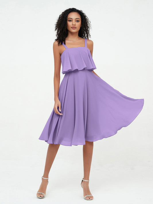 Shoulder Straps Round Skirt Short Chiffon Dresses Tahiti