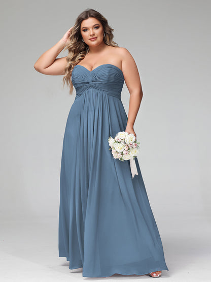 Strapless Empire Chiffon Dresses with Sweetheart Slate Blue