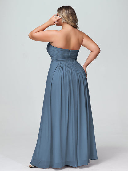 Strapless Empire Chiffon Dresses with Sweetheart Slate Blue