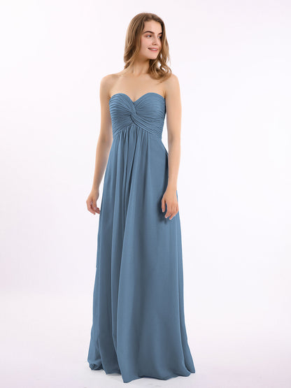 Strapless Empire Chiffon Dresses with Sweetheart Slate Blue