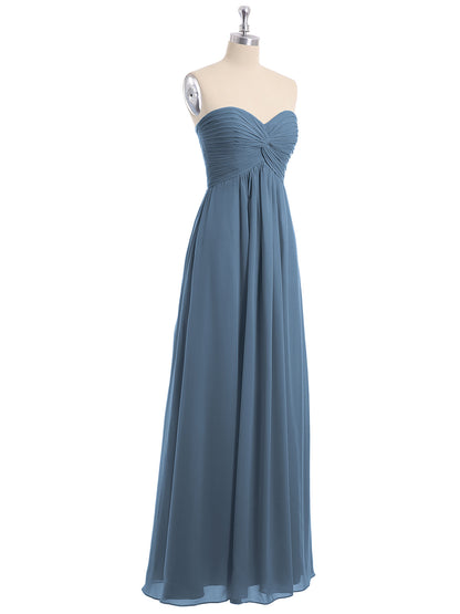 Strapless Empire Chiffon Dresses with Sweetheart Slate Blue