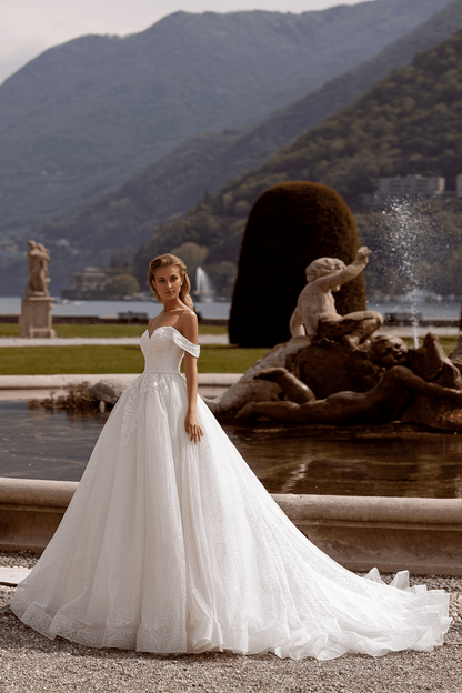 Lace Bodice Wedding Gown Off Shoulder Wedding Dress Fairytale Dress for Adult and Fairytale Style Dress