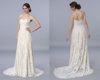 Boho Wedding Dress Lace Wedding Dress Strapless Bohemian Wedding Dress Lace Wedding Dresses