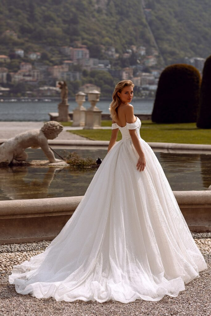 Lace Bodice Wedding Gown Off Shoulder Wedding Dress Fairytale Dress for Adult and Fairytale Style Dress