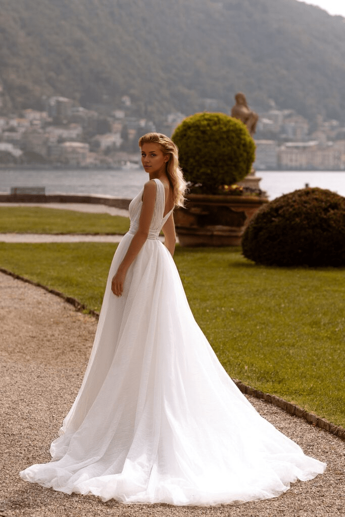 Sparkly Dress for Wedding with V-Neck  Aline Ball Gown Wedding Dress Beaded Dress