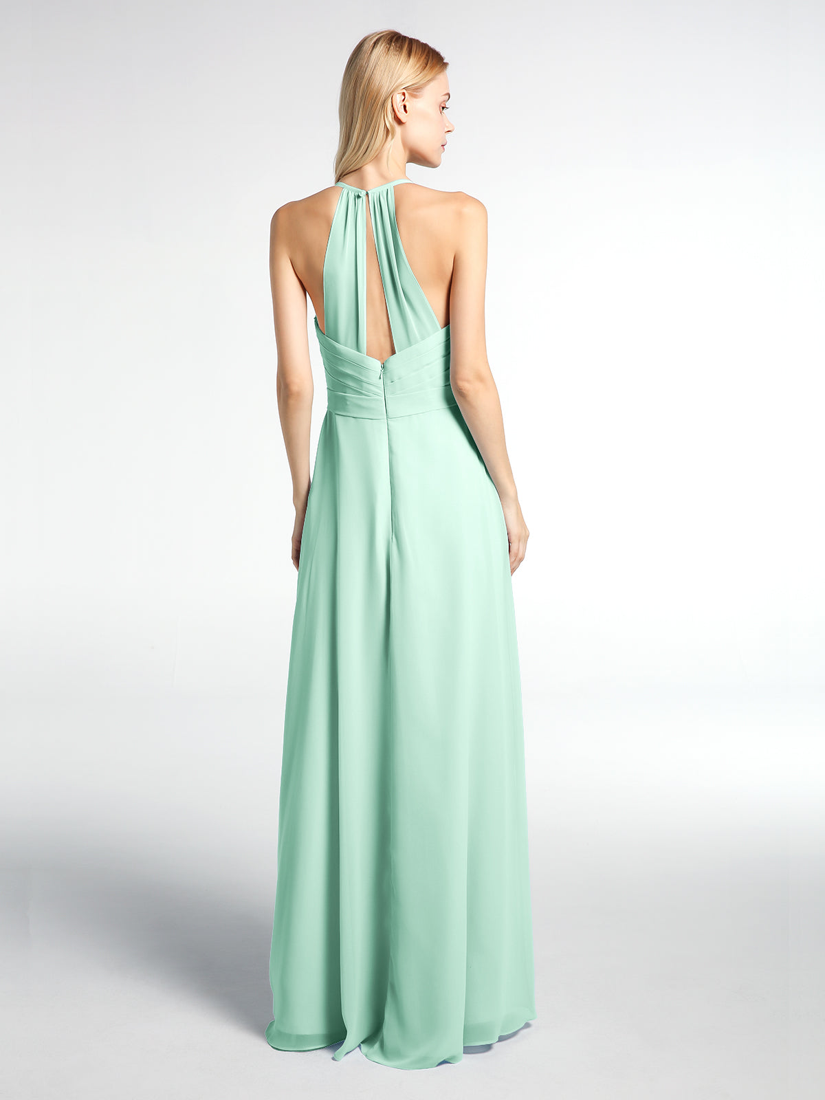 Spaghetti Strap Elegant Bridesmaid Dress with V-neck Mint Green