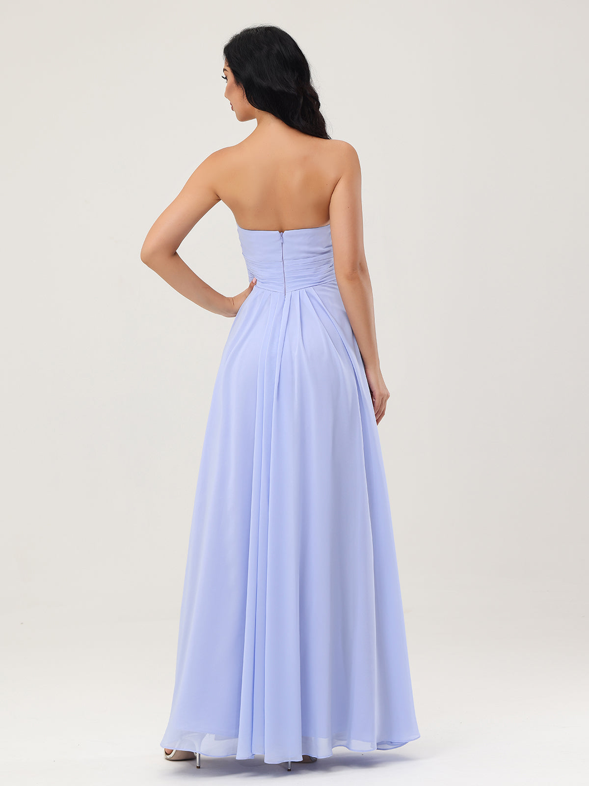Strapless Sweetheart Neck Chiffon Dresses Lavender