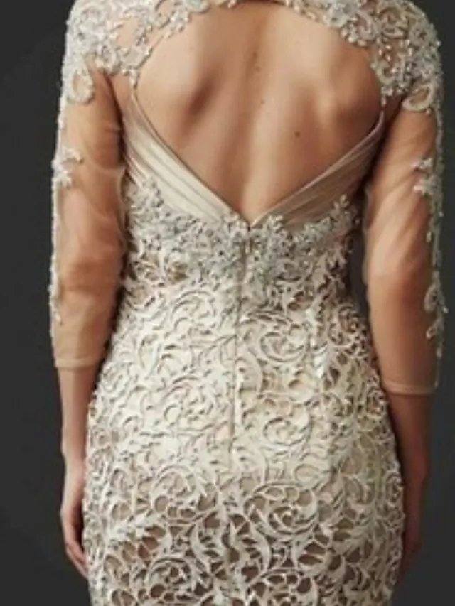 Mermaid / Trumpet Mother of the Bride Dress Elegant Sweetheart Neckline Floor Length Lace 3/4 Length Sleeve with Lace - RongMoon