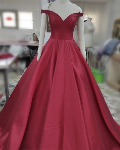 Ball Gown Off The Shoulder Satin Dresses Corset Back