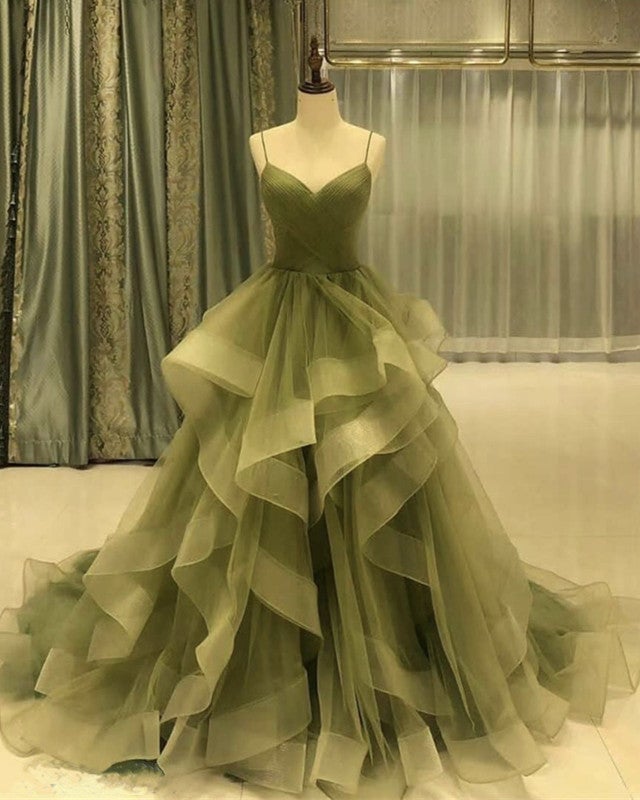 Ball Gown Organza Ruffles Quinceanera Dresses Spaghetti Straps