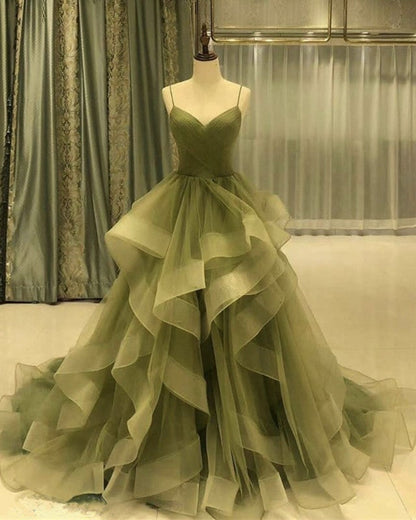 Ball Gown Organza Ruffles Quinceanera Dresses Spaghetti Straps