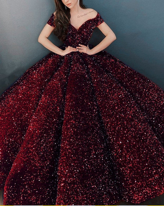 Ball Gown Sequins Dress Off The Shoulder