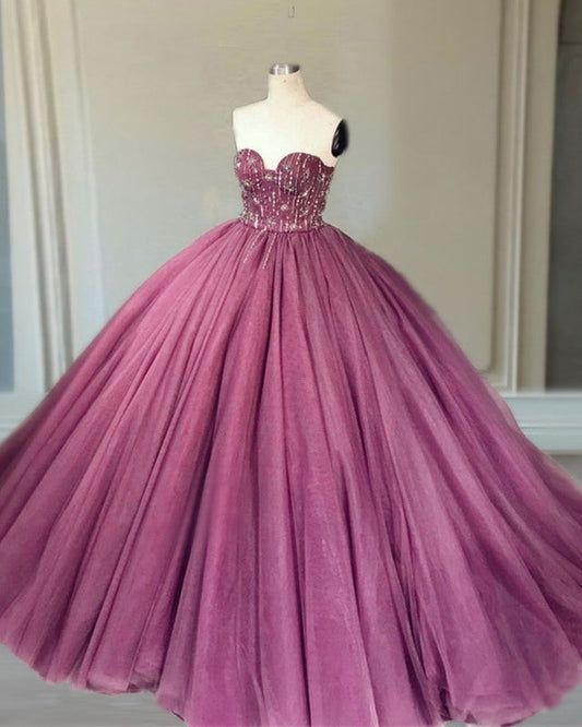 Ball Gown Strapless Beaded Corset Dresses