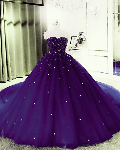 Ball Gown Sweetheart Quinceanera Dresses Lace Beaded