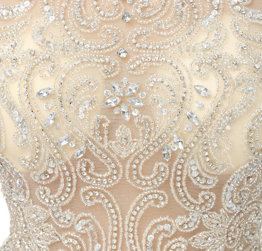 Aimishang Evening Dresses Beading Bodice Floor Length Prom Dresses