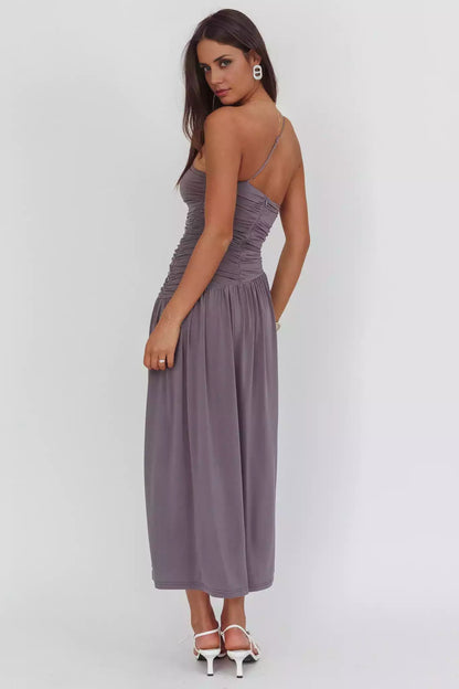 Beautiful lining, adjustable shoulder strap, leg slit, back with zipper Prom Dresses