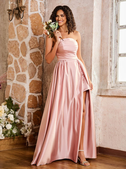 Sleeveless Floor-length High Slit Dresses Dusty Rose