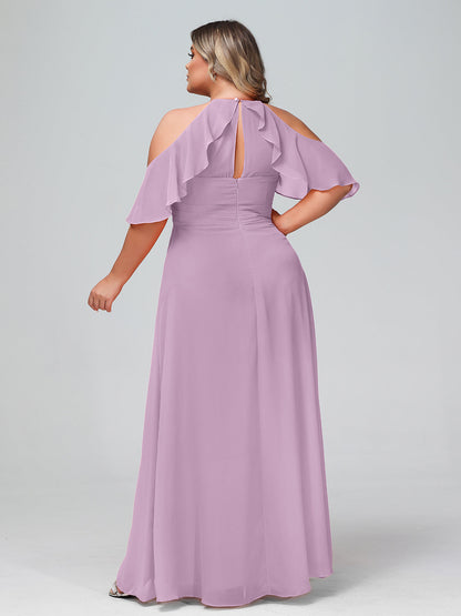 Spaghetti Strap Empire Ruffle Trimmed Sleeves Dress Wisteria