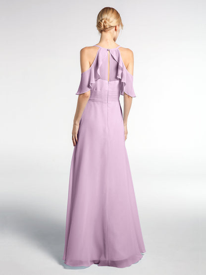Spaghetti Strap Empire Ruffle Trimmed Sleeves Dress Wisteria