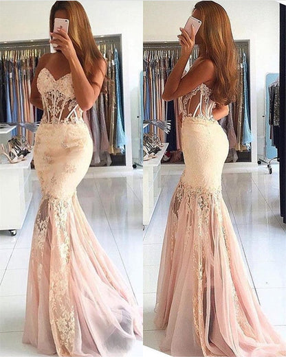 Black Corset Prom Dresses Mermaid Sweetheart Appliques