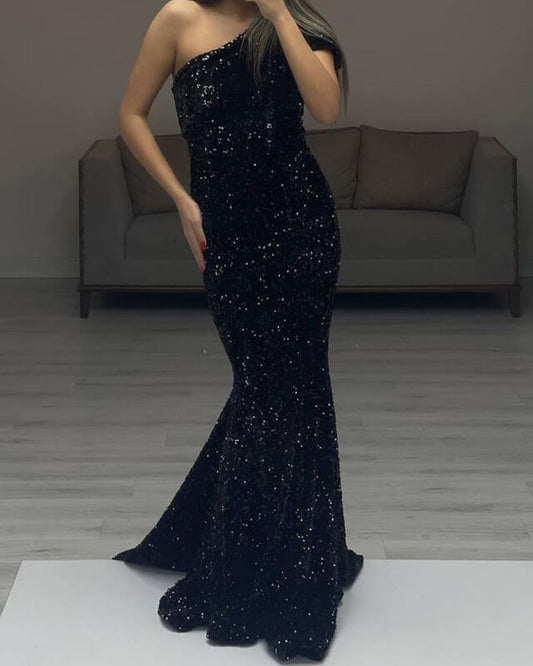 Mermaid Sequin One Shoulder Dress