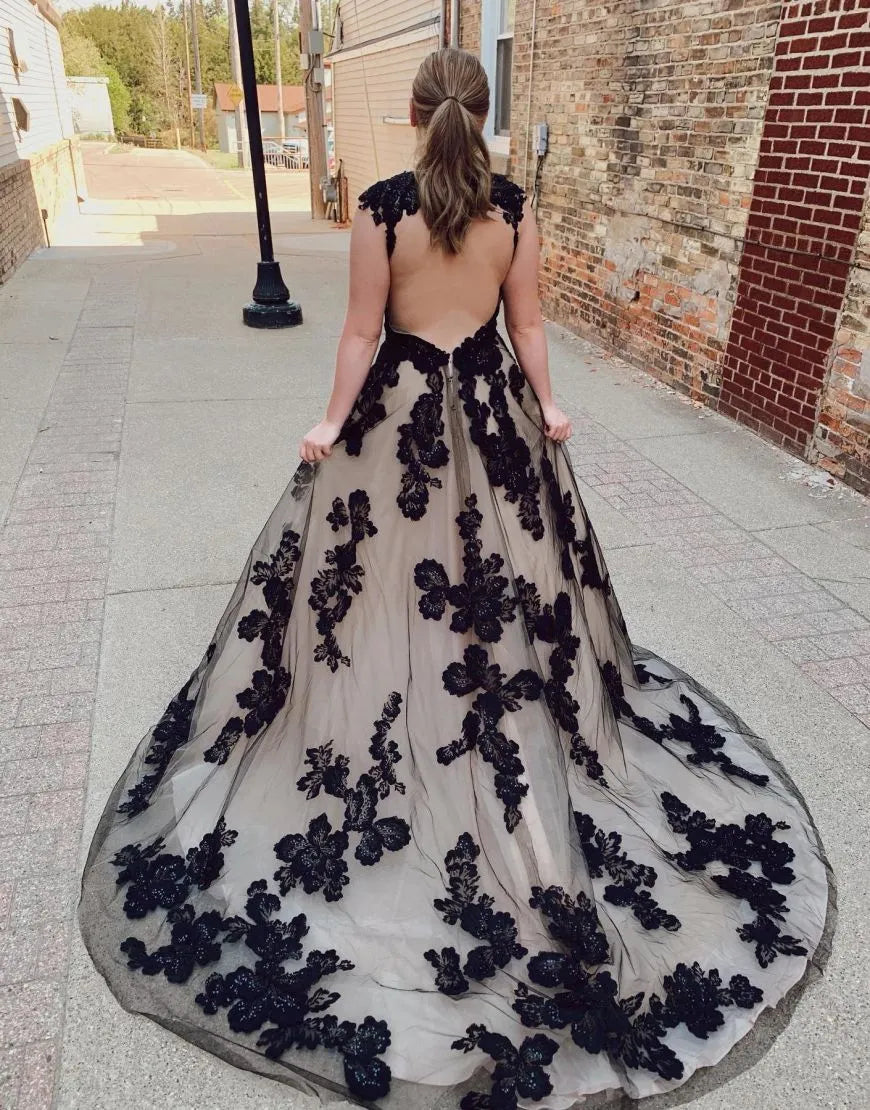 Aimishang Wedding Dress Open Back Court Train With Appliques