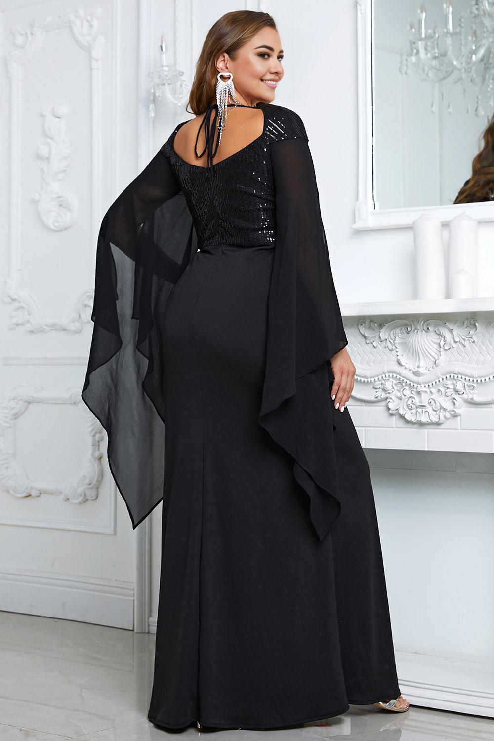 Sparkly Sequins Long Mother of the Bride Dress with Slit