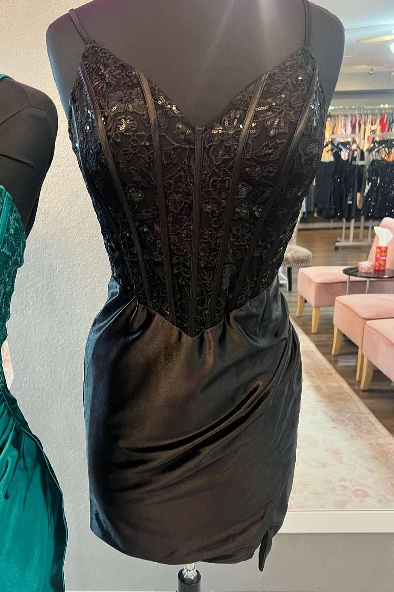 Red Sequins V-neck Bodycon Homecoming Dresses with Applique