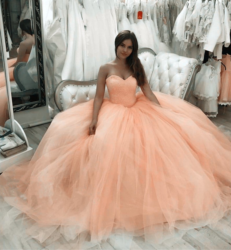 Bling Bling Sequin Beaded Sweetheart Bodice Corset Tulle Quinceanera Dresses Ball Gowns