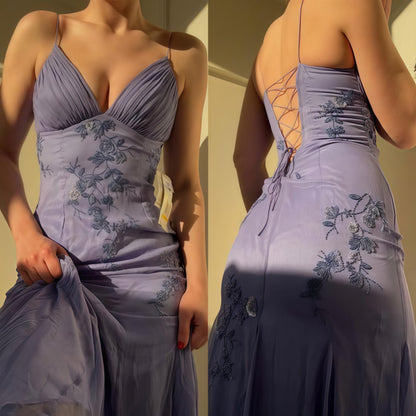 Classy Spaghetti Straps Chiffon Long Prom Dresses, AST882