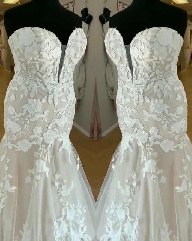 Plus Size Boho Wedding Dress Mermaid Appliques