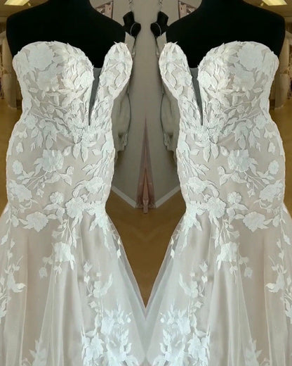 Plus Size Boho Wedding Dress Mermaid Appliques