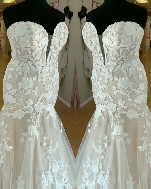 Plus Size Boho Wedding Dress Mermaid Appliques