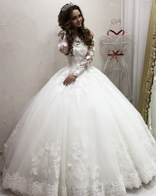 Long Sleeves Wedding Ball Gown Dresses Off Shoulder