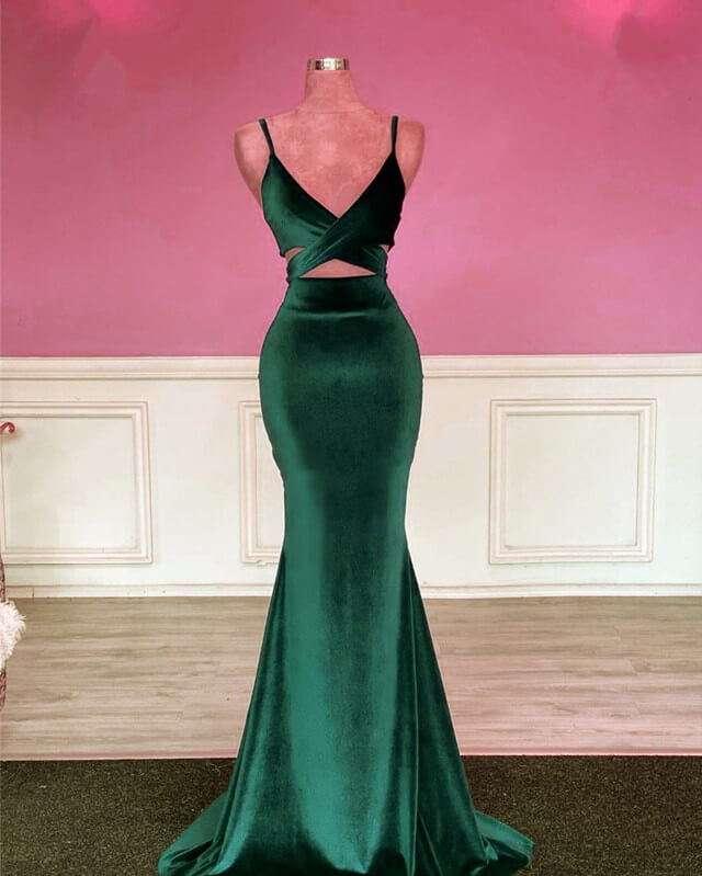 Mermaid Velvet V-neck Spaghetti Straps Dress