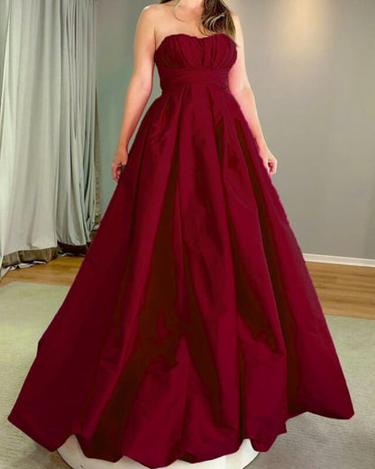 Long Ruched Strapless Empire Bridesmaid Dresses