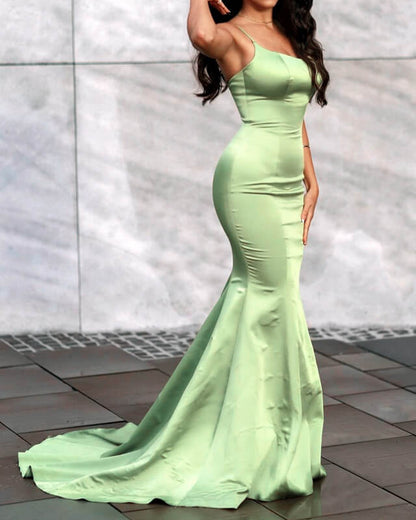 Mermaid Spaghetti Straps Satin Dress