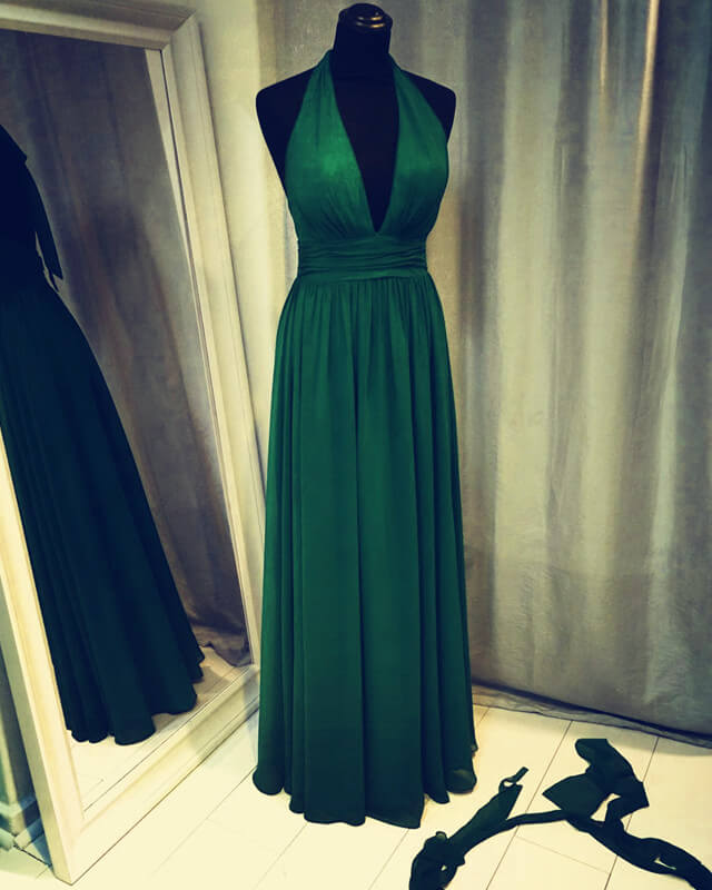 Long Chiffon Halter Bridesmaid Dresses