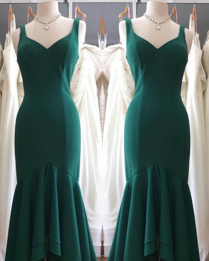Mermaid Emerald Green Asymmetrical Dress