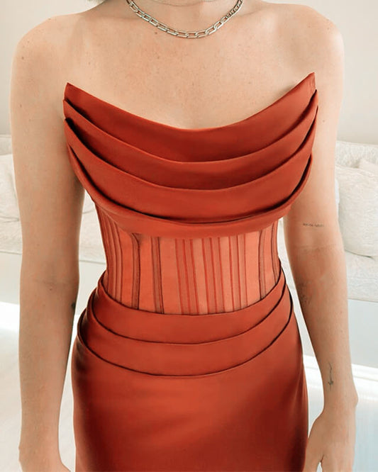 Mermaid Strapless Corset Soft Satin Dress
