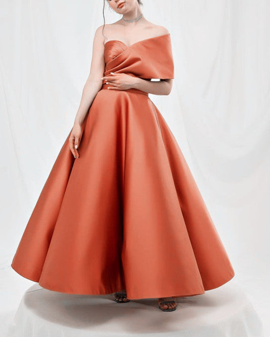 Ball Gown Satin Midi One Shoulder Dress