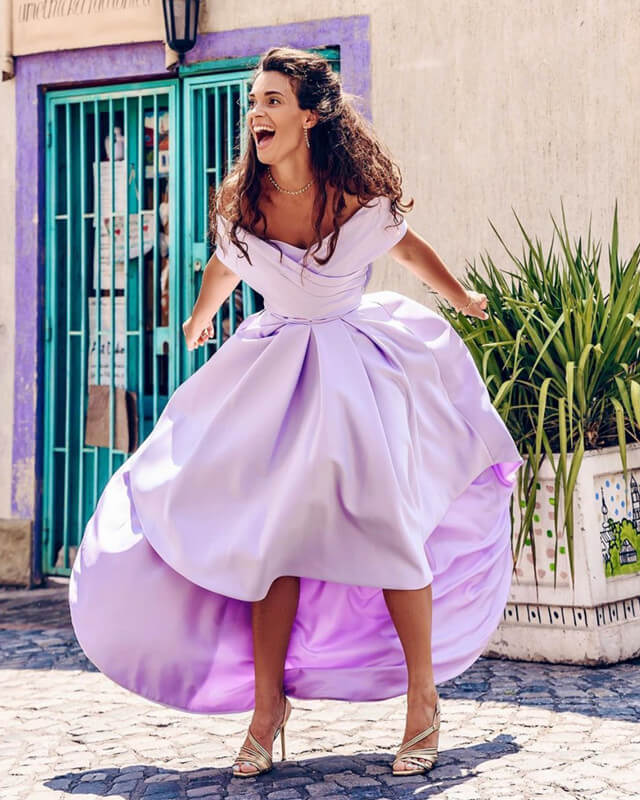 Off The Shoulder Asymmetrical Satin Dress